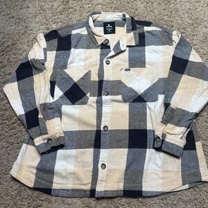 Rip Curl Men XL Beige Black Plaid La Isla Flannel Long Sleeve Shirt Button Tan